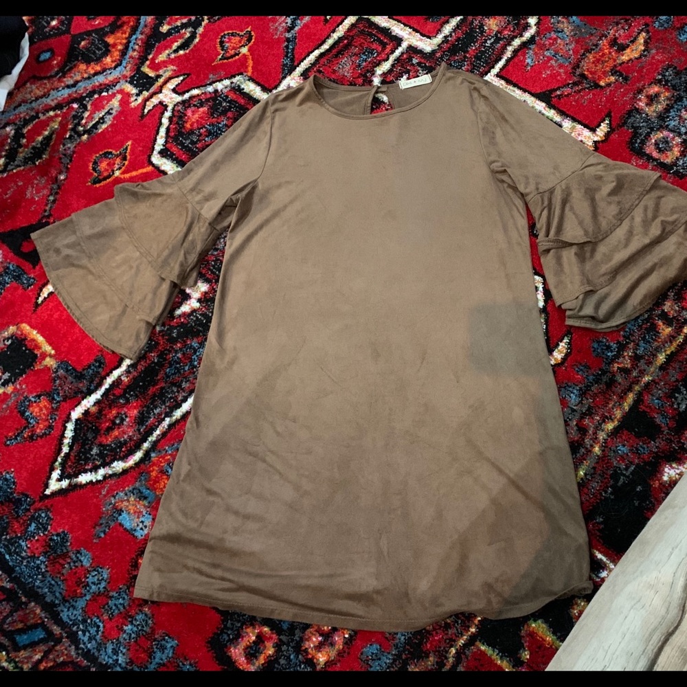 Faux suede tunic dress